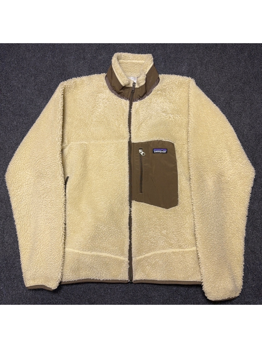 Patagonia Retro X Fleece Jacket Mens M Natural Mushroom Deep Pile 23055 F8